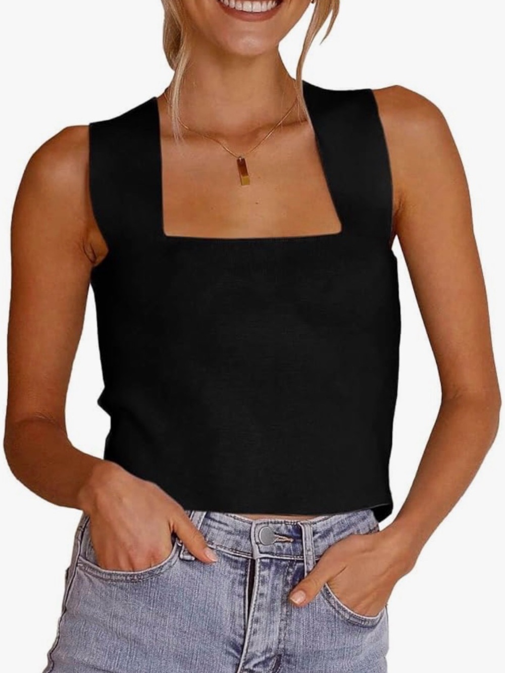 Zawurew Black square neck tank - size small